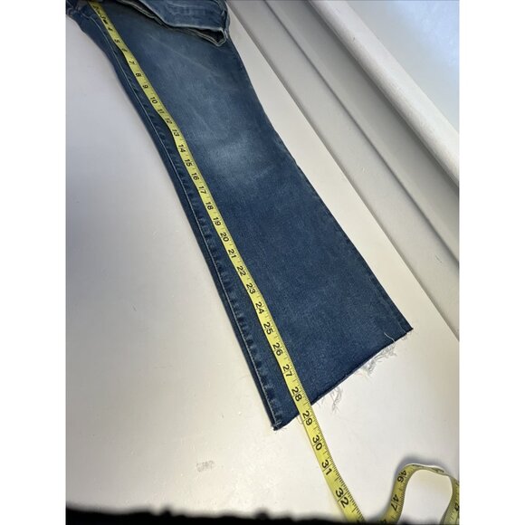 Good American Good Legs Crop Mini Boot Blue Jean GLCMBAF739 Size 26.5 Raw Hem - Picture 8 of 9